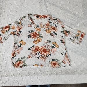 Coco + Carmen Women's Floral 3/4 Bell Sleeve Shirt Size L/XL